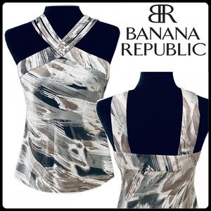 BR Crossed brushstroke print top